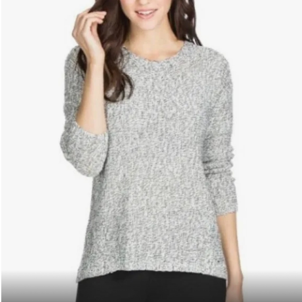 Philosophy Soft Ivory & Black Marled Crewneck Sweater | Wmn’s 1X | 100% Cotton